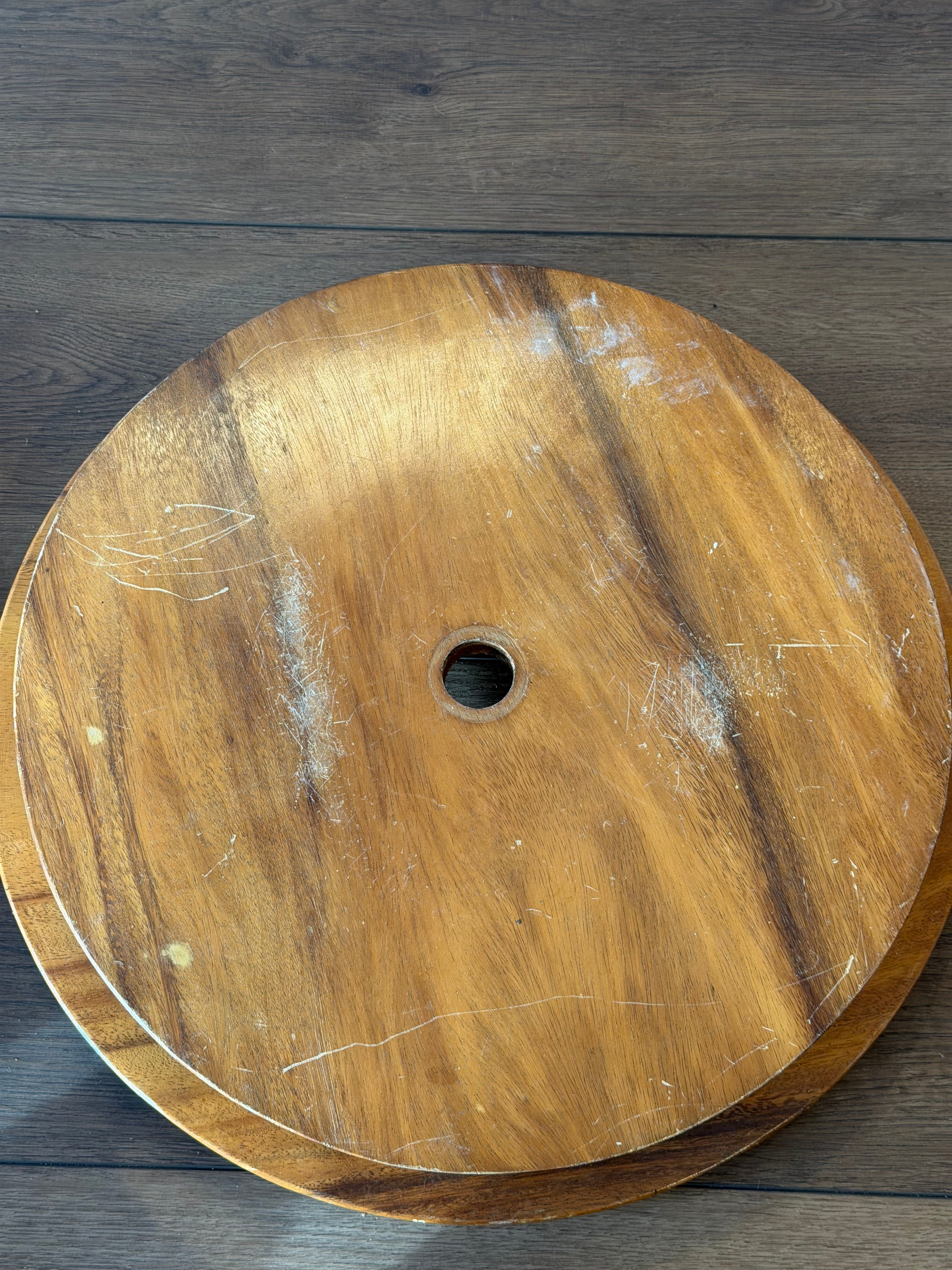 Carved Wood Serving Tray with Bowls