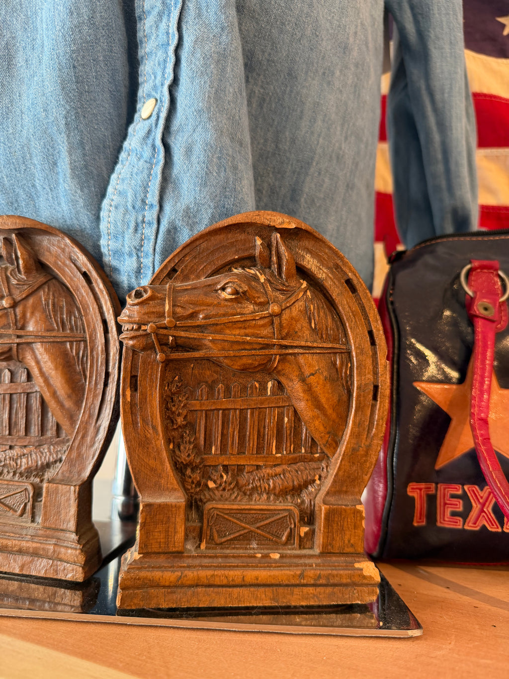 Carved Horse Bookends