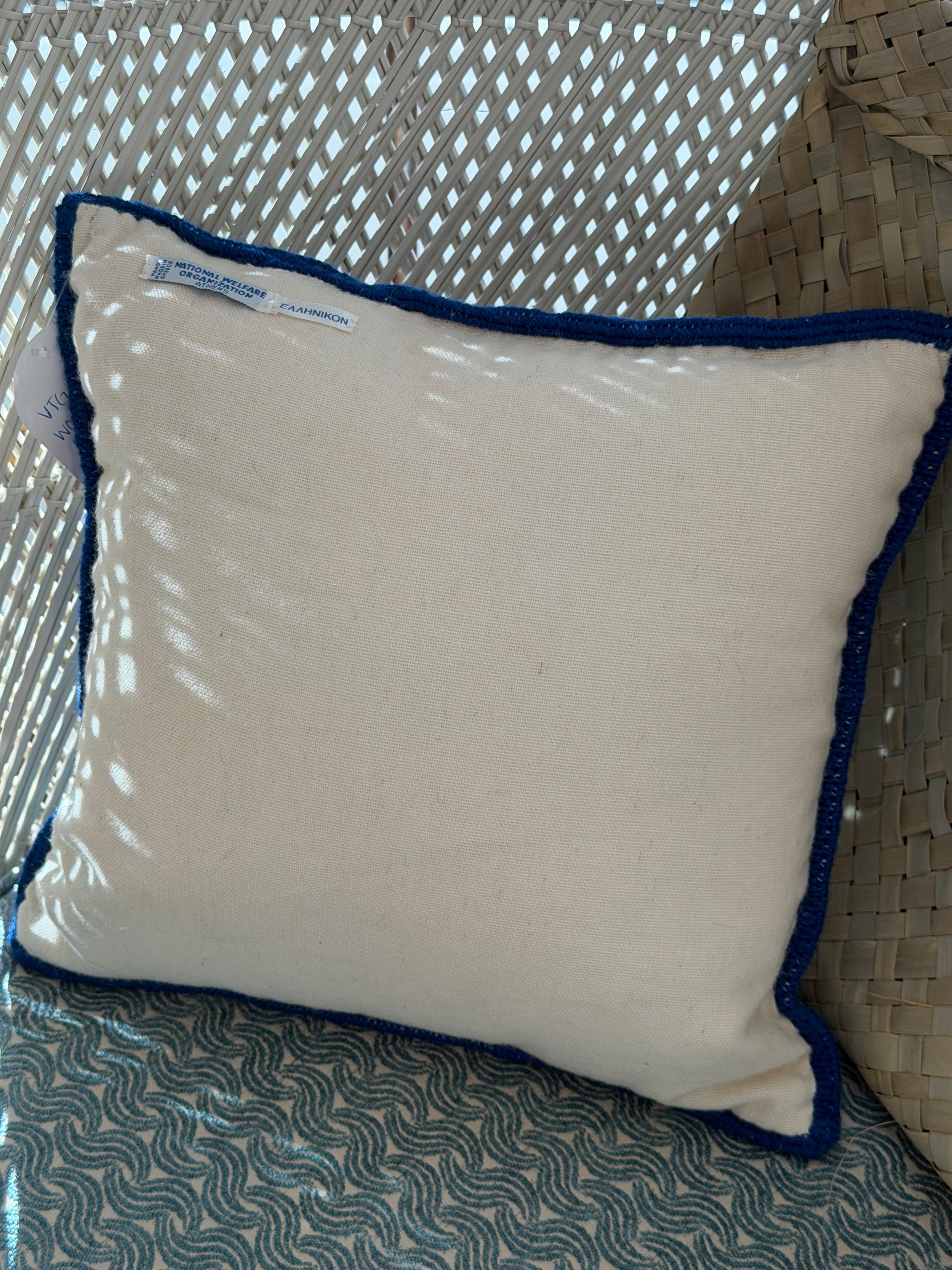 Greek Seashell Needlepoint Throw Pillow