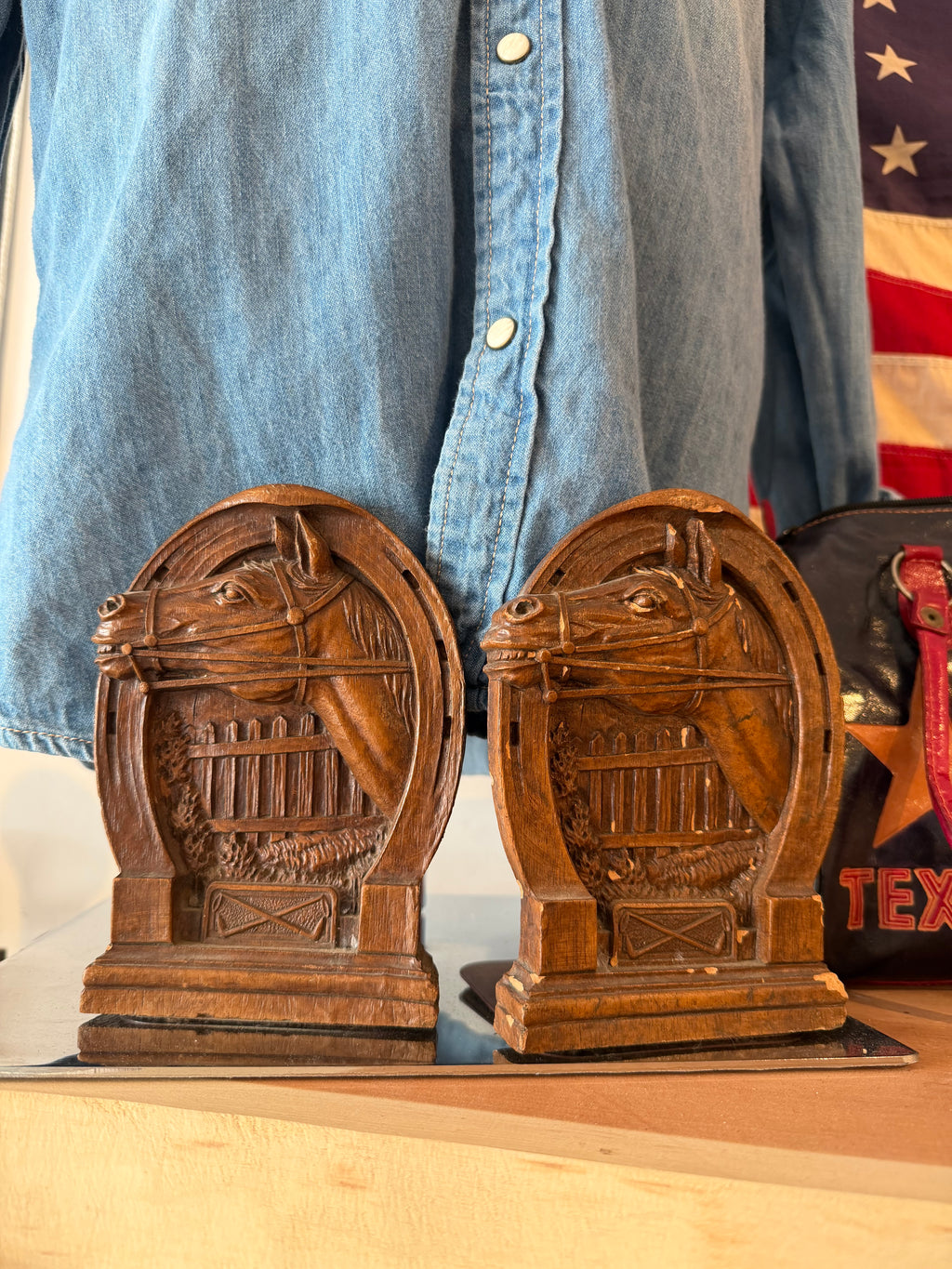 Carved Horse Bookends