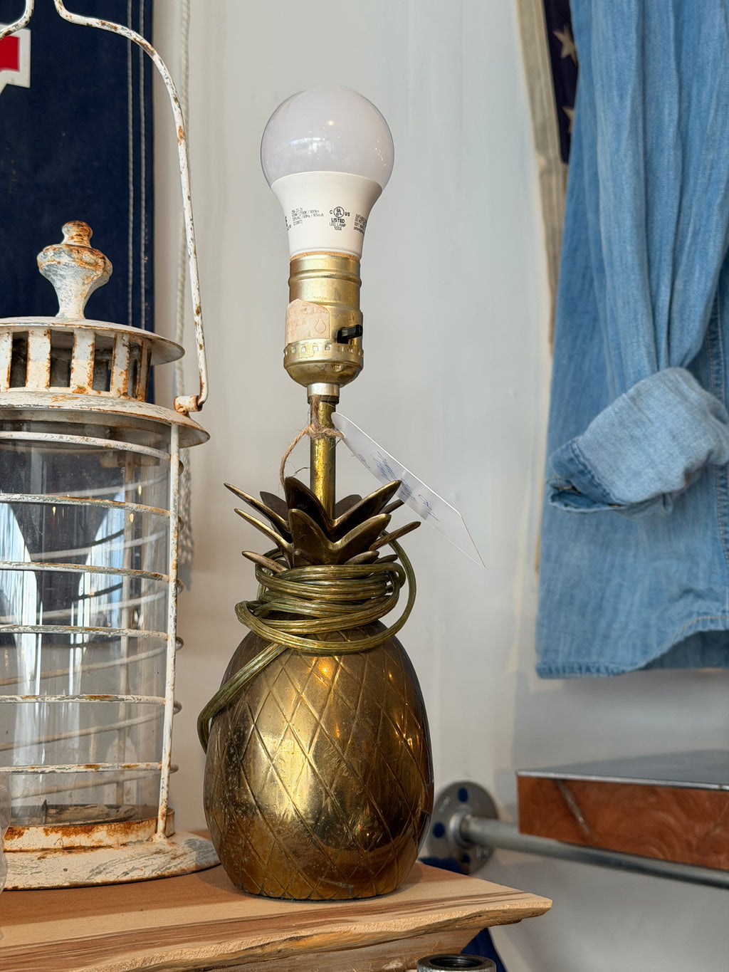 Brass Pineapple Tabletop Lamp