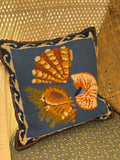 Greek Seashell Needlepoint Throw Pillow