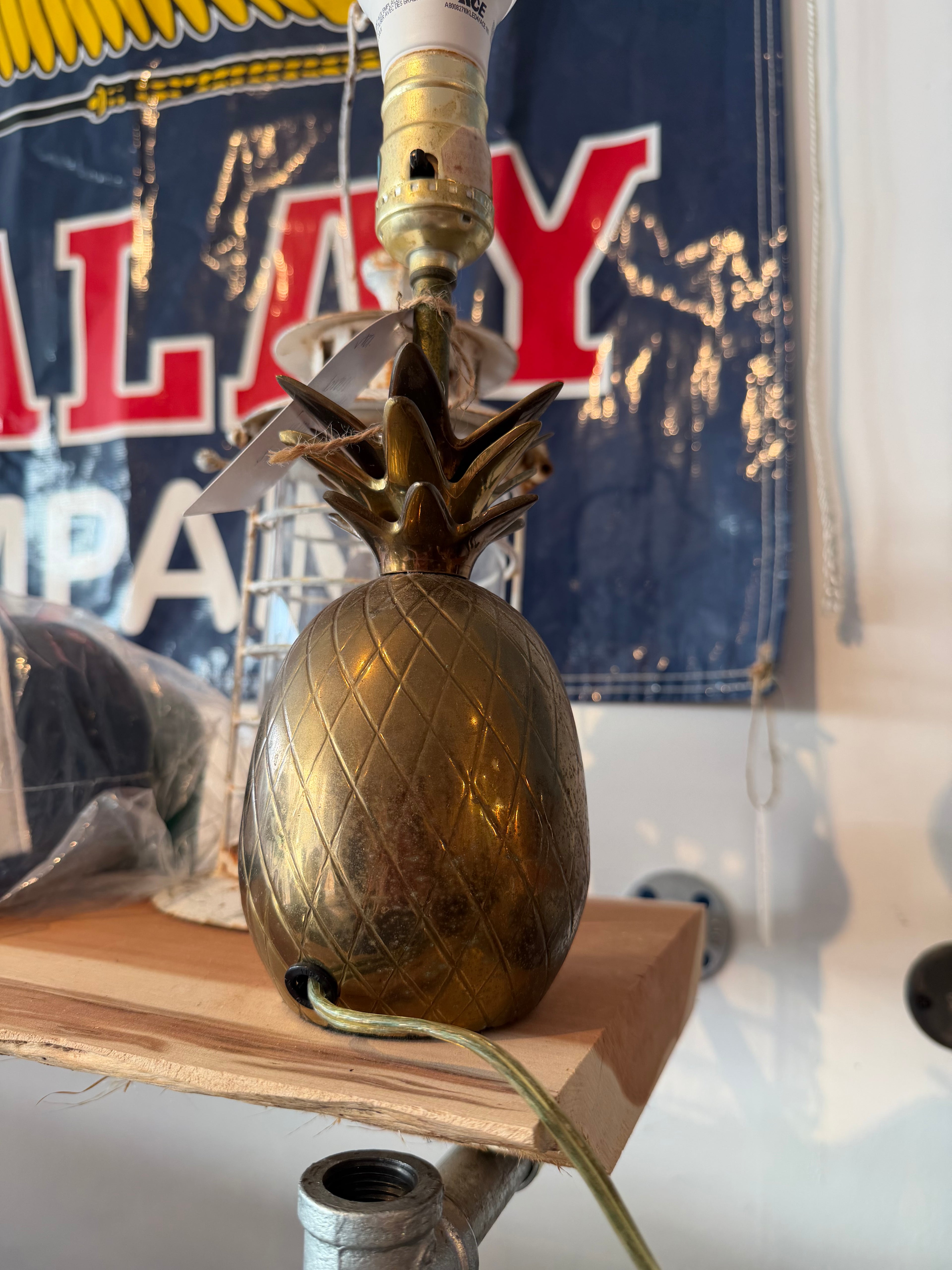 Brass Pineapple Tabletop Lamp