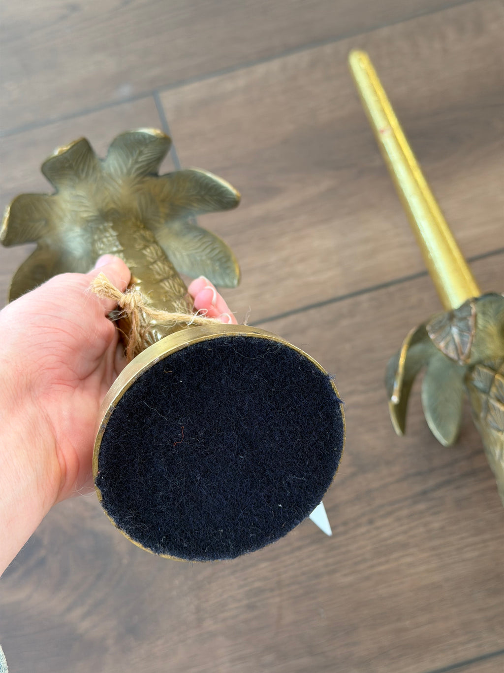 Set of Two Brass Palm Candlestick Holders