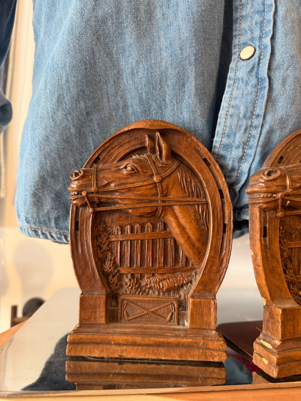 Carved Horse Bookends