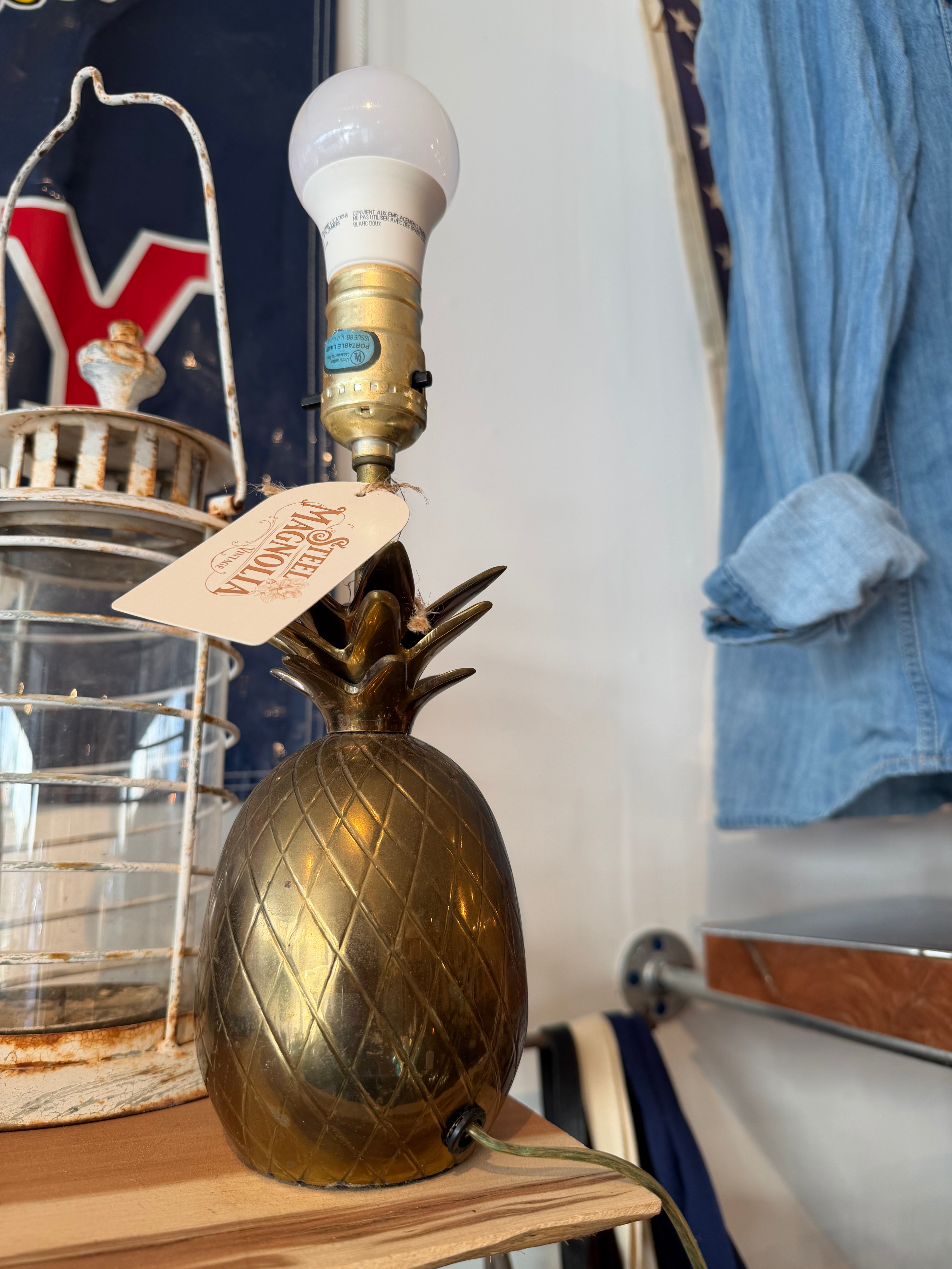 Brass Pineapple Tabletop Lamp