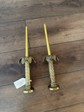 Set of Two Brass Palm Candlestick Holders