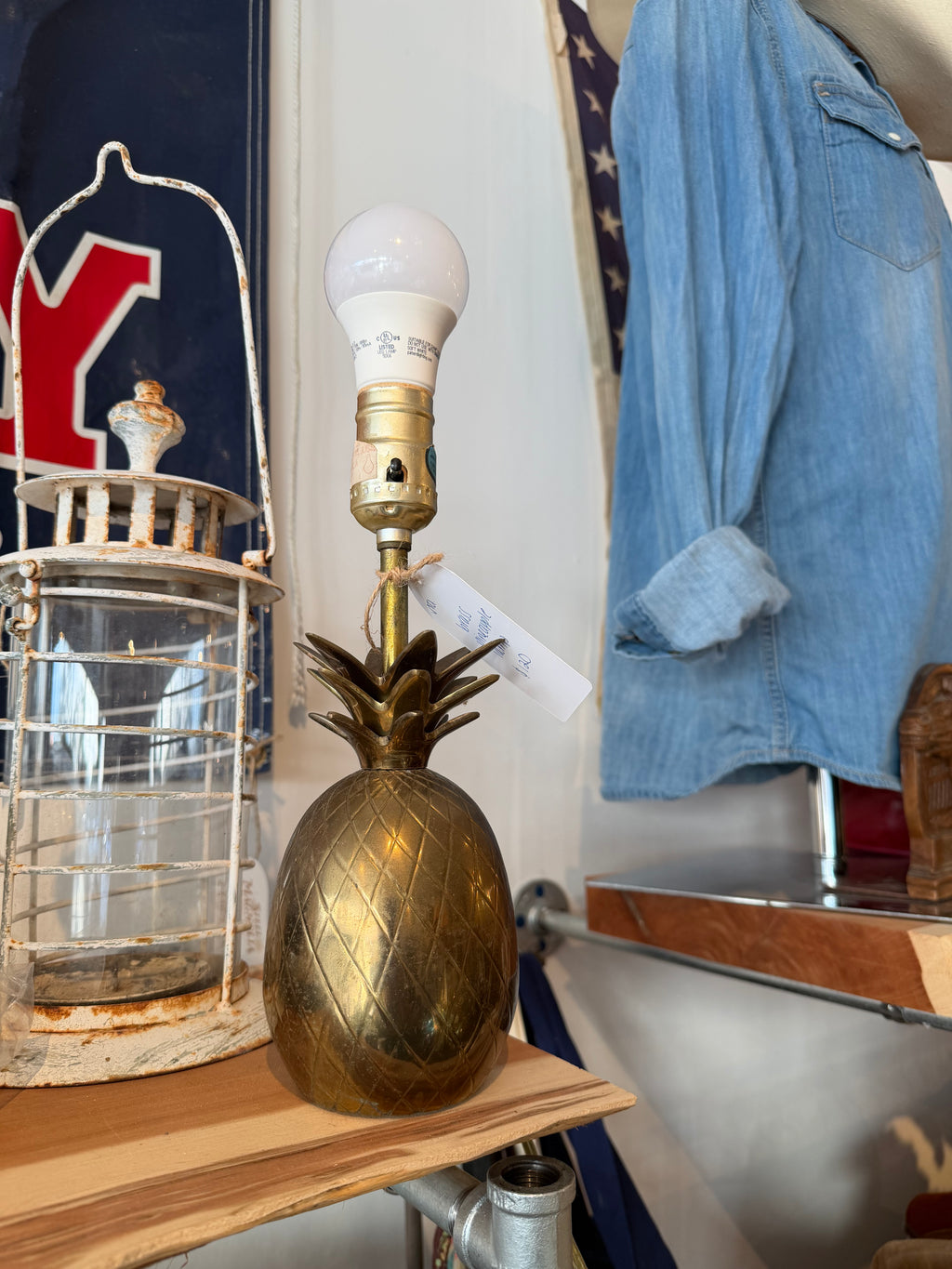 Brass Pineapple Tabletop Lamp